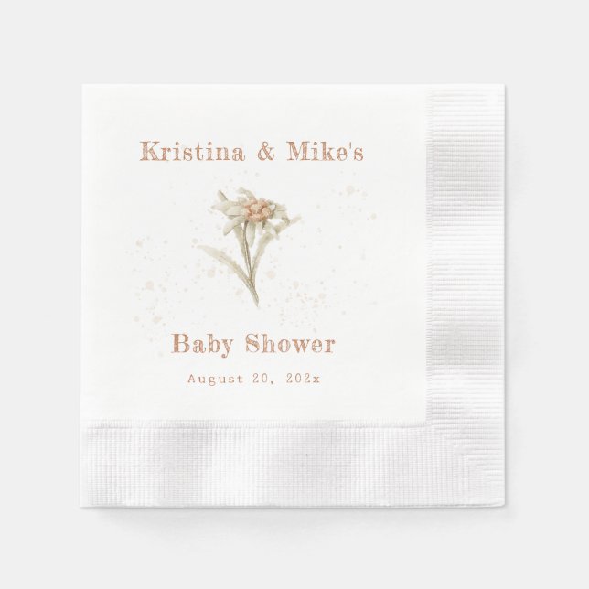 Edelweiss Alpine Wildblomma Pappersservett (Framsidan)