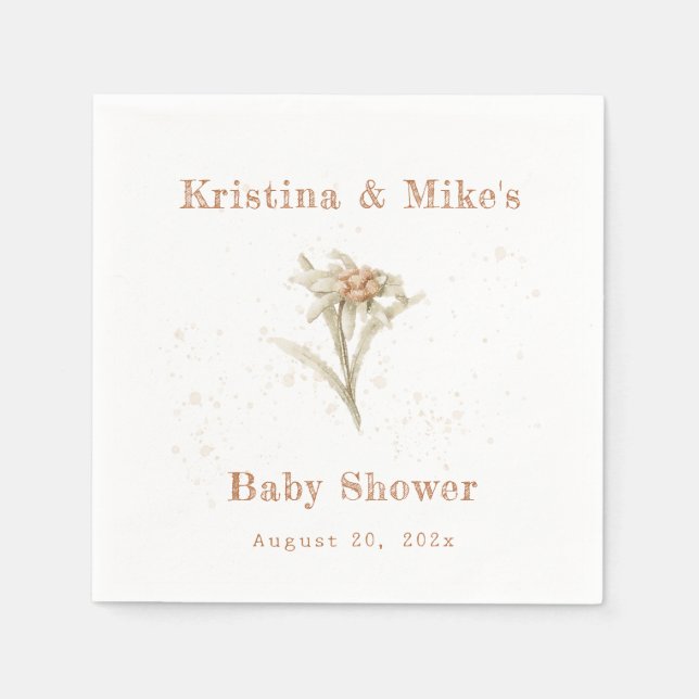 Edelweiss Alpine Wildblomma Pappersservett (Framsidan)