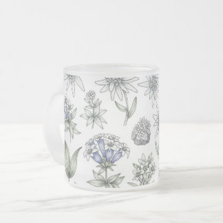 Edelweiss and Gentian Flower Mug Frostad Glasmugg