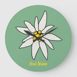 Edelweiss Chalet Flower Retro Huts Vintage Alm Stor Klocka