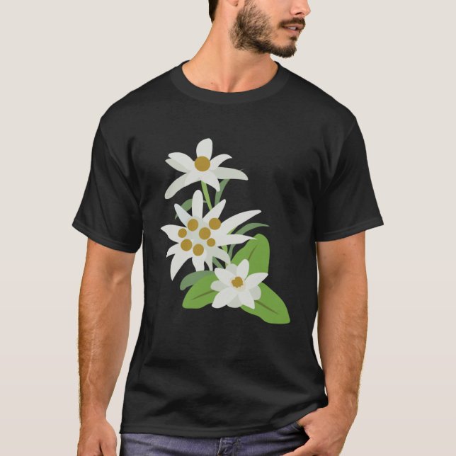 Edelweiss Flower Mountain Flowers Switzerland Aust T Shirt (Framsida)