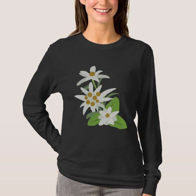 Edelweiss Flower Mountain Flowers Switzerland Aust T Shirt (Framsida)