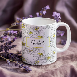 Edelweiss Hand-Illustrated Personlig Watercolor Kaffemugg
