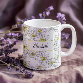 Edelweiss Hand-Illustrated Personlig Watercolor Kaffemugg