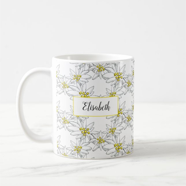 Edelweiss Hand-Illustrated Personlig Watercolor Kaffemugg (Vänster)