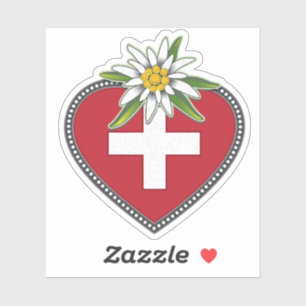 Edelweiss Heart Swiss Flagga Die cut Sticker Klistermärken