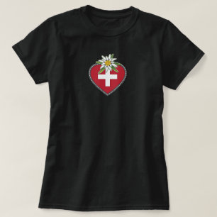 Edelweiss Heart Swiss Flagga T-shirt