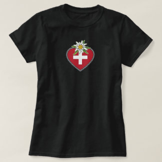 Edelweiss Heart Swiss Flagga T-shirt