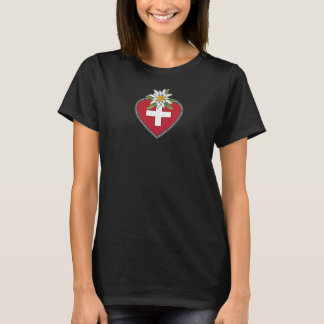 Edelweiss Heart Swiss Flagga T-shirt