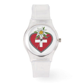 Edelweiss Heart Swiss Flagga Watch Armbandsur