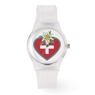 Edelweiss Heart Swiss Flagga Watch Armbandsur