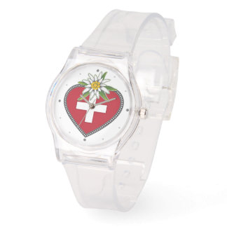 Edelweiss Heart Swiss Flagga Watch Armbandsur