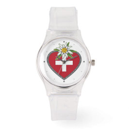 Edelweiss Heart Swiss Flagga Watch Armbandsur