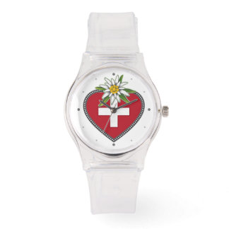 Edelweiss Heart Swiss Flagga Watch Armbandsur
