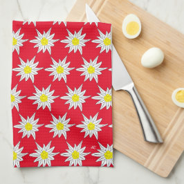 Edelweiss Mönster Red Kitchen Towels Kökshandduk