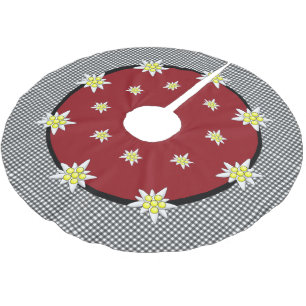 Edelweiss och Gingham Julgran Skirt Julgransmatta Borstad Polyester