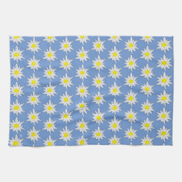Edelweiss Print Blue Kitchen Towels Kökshandduk
