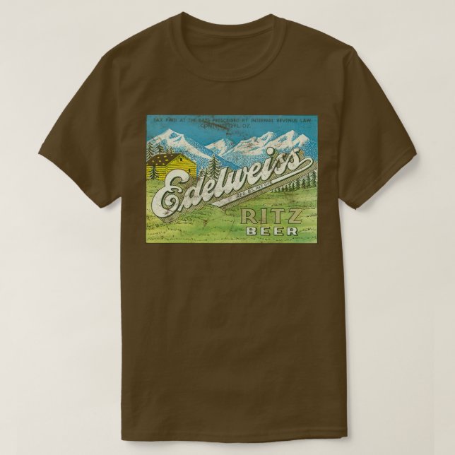 Edelweiss Ritz Beer Defunct Brewery Logotyp T Shirt (Design framsida)