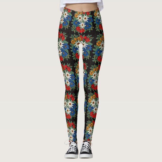 Edelweiss schweizisk alpin blomma leggings (Framsida)