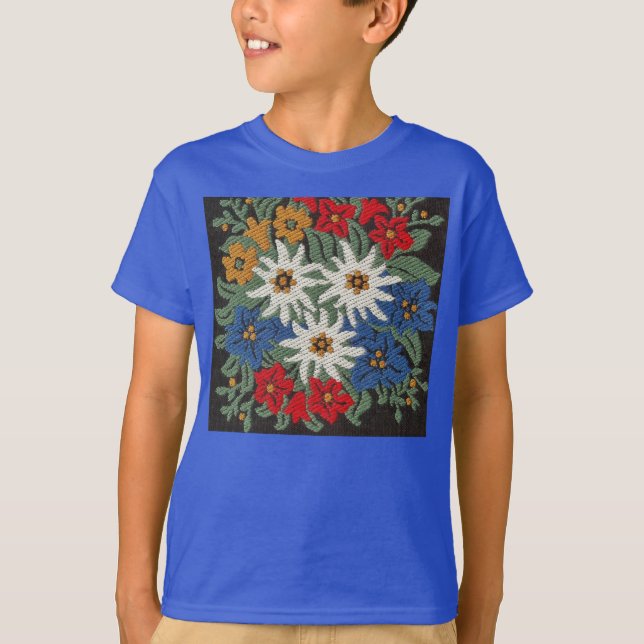 Edelweiss schweizisk alpin blomma t-shirt (Framsida)