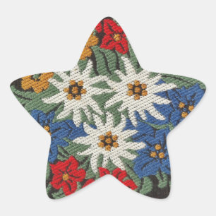 Edelweiss Swiss Alpine Flower Stjärnformat Klistermärke