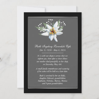 Edelwiess 2 European Stil Dödsannonseringskort Meddelande