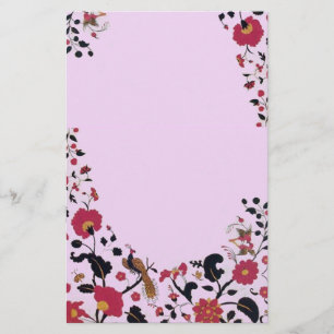 EDEN, FLÖDEN OCH Blommigt AV FÅGLAR, Monogram Rosa Brevpapper