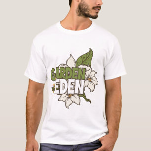 Eden Trädgård Vit Blommig Botanisk Konst T Shirt