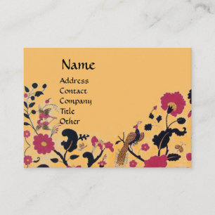 EDEN,WHIMSICAL GARDEN,BIRDS Black Red Peach Blommi Visitkort