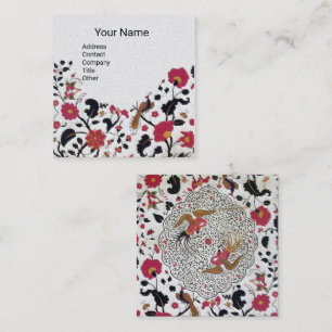 EDEN,WHIMSICAL GARDEN Red Black White Blommigt Pea Fyrkantigt Visitkort