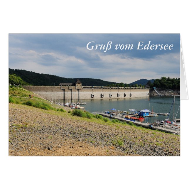 Edersee Staumauer bei Niedrigwasser Hälsningskort (Framsidan Horizontal)