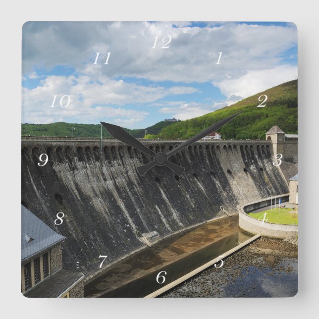 Edersee Staumauer mit Schloß Waldeck Fyrkantig Klocka (Framsida)