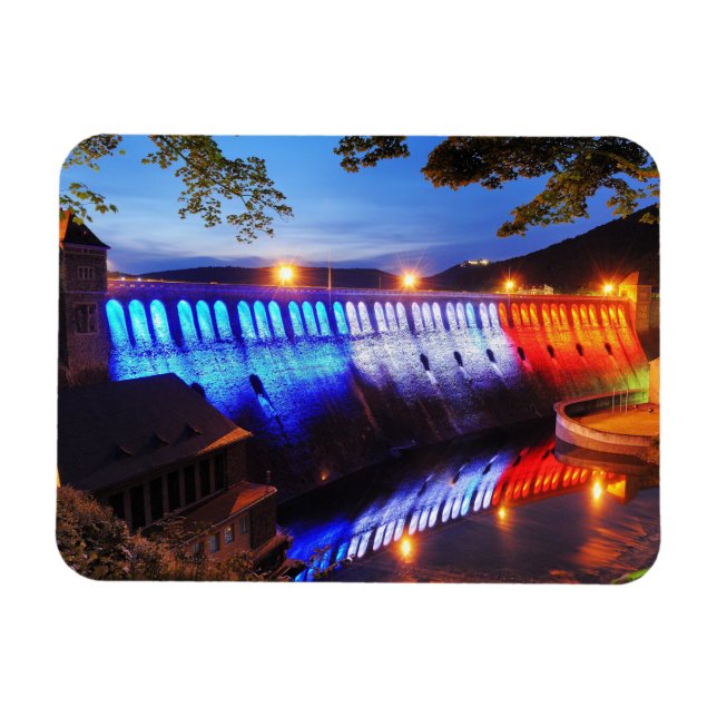 Edersee Staumauer zur blauen Stunde Magnet (Horisontell)