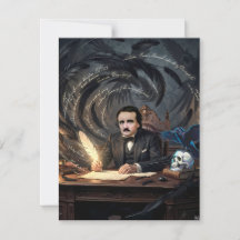Edgar A. Poe Komponerar The Raven i gotiska drömma