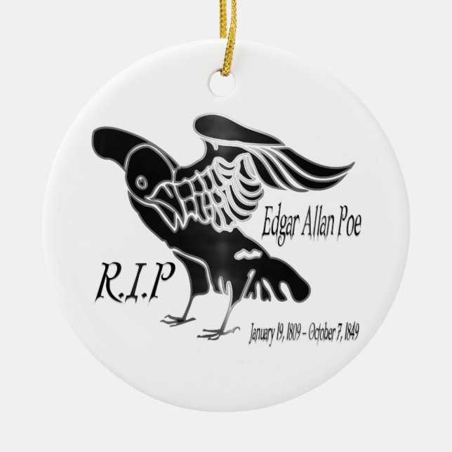 Edgar Alan Poe Raven Julgransprydnad Keramik (Framsidan)