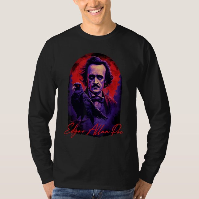 Edgar Allan Poe American Literature Raven Gothic P T Shirt (Framsida)