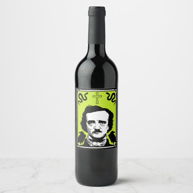 Edgar Allan Poe-årsdagen 19 januari Vinflaska Etikett (Framsida)