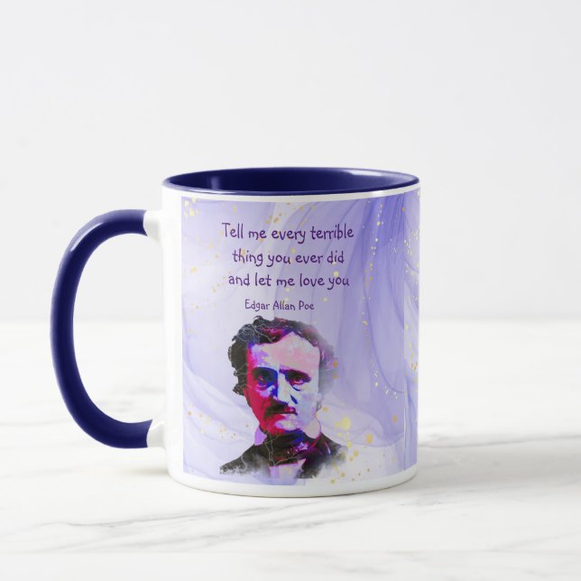Edgar Allan Poe Auther Poet Kärlek Citat Mugg (Vänster)