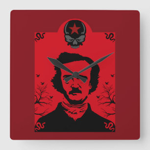 Edgar Allan Poe Black Raven Fyrkantig Klocka