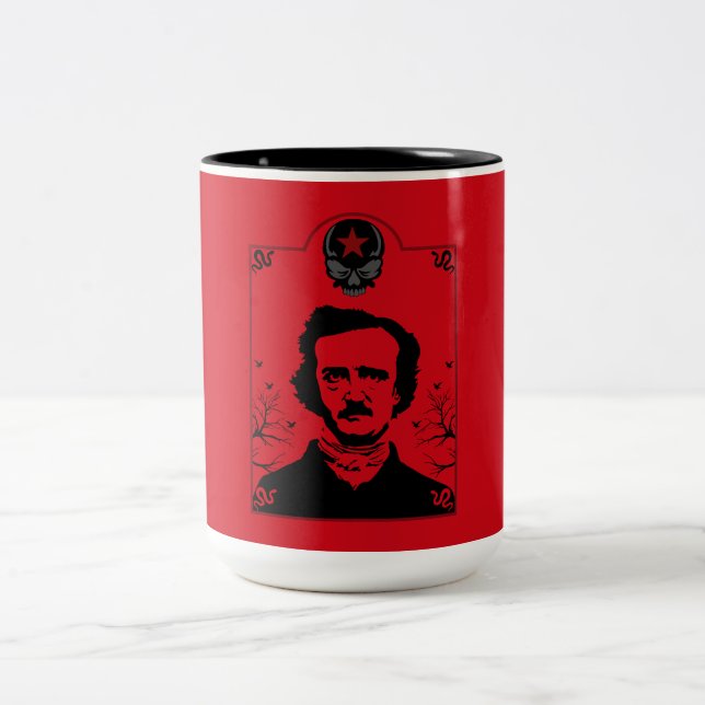 Edgar Allan Poe Black Raven Två-Tonad Mugg (Center)