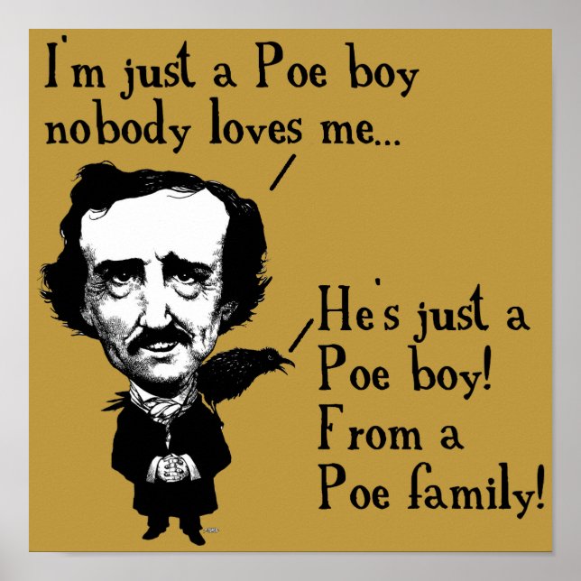 Edgar Allan Poe Boy Funny Poster signeringsofferte (Framsidan)