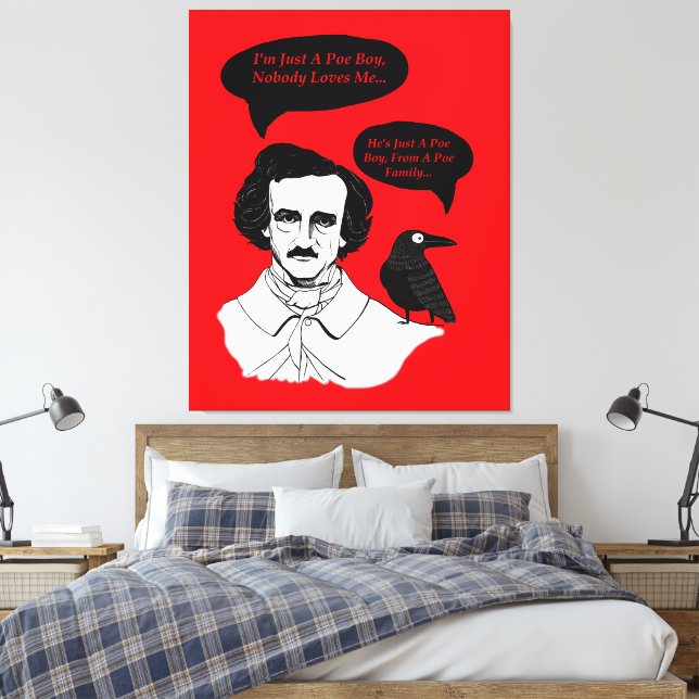 Edgar Allan Poe Boy och Raven Canvastryck (Insitu (sovrum))