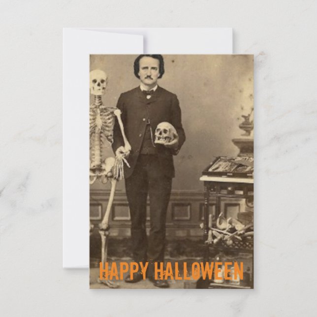 Edgar Allan Poe Creepy Halloween-Anpassade-kort Tack Kort (Framsida)