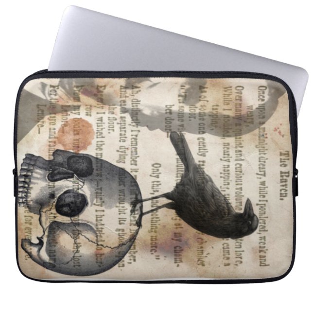 Edgar Allan Poe den korpsvart & skallelaptop Laptop Sleeve (Framsidan)