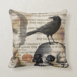 Edgar Allan Poe det korpsvart & skallen kudder Kudde