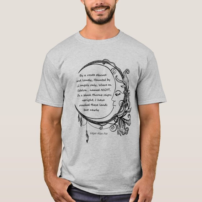 Edgar Allan Poe Dreamland Dream Dikt T Shirt (Framsida)