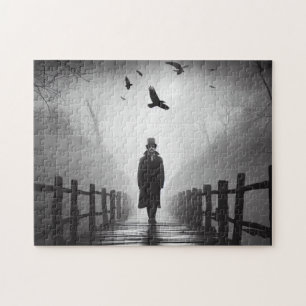 Edgar Allan Poe går Bridge med Raven Birds Pussel