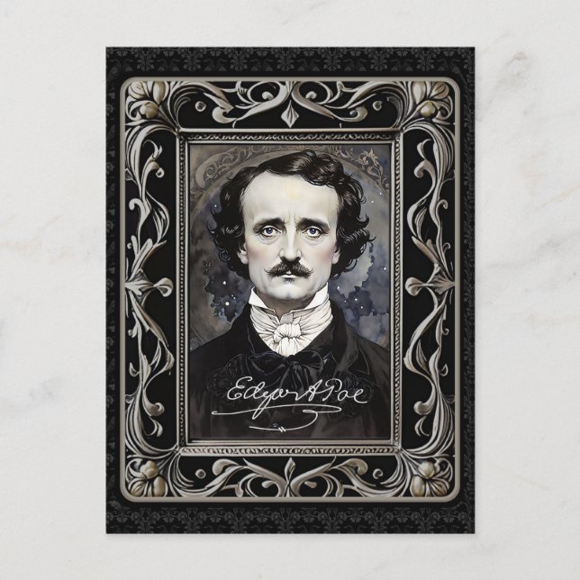 Edgar Allan Poe Gothic Halloween & Samhain Vykort (Framsida)