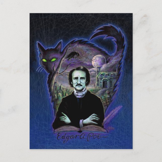Edgar Allan Poe Gothic Vykort (Framsida)