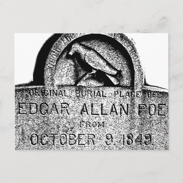 Edgar Allan Poe Gravsten. Creepy Halloween Bilder Vykort (Framsida)